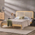 Tête de lit Queen en rotin incurvé Boho