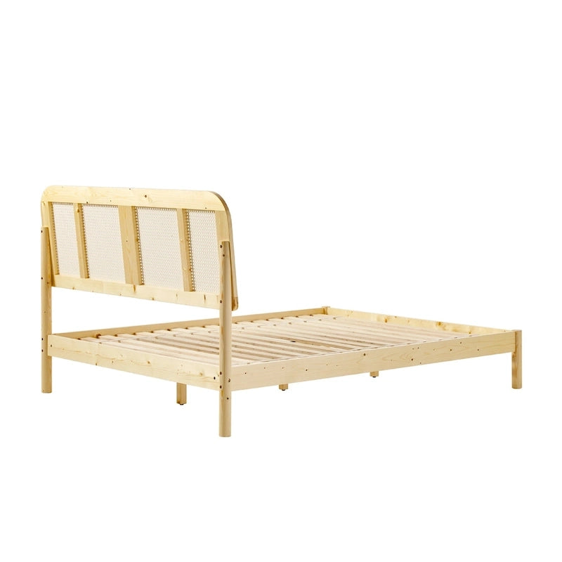 Tête de lit Queen en rotin incurvé Boho