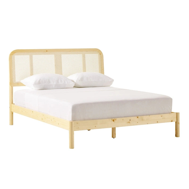 Tête de lit Queen en rotin incurvé Boho