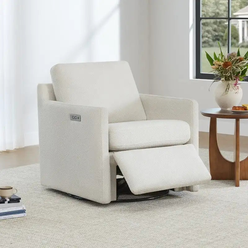 Fauteuil inclinable pivotant motorisé avec port de charge USB et repose-pieds réglable