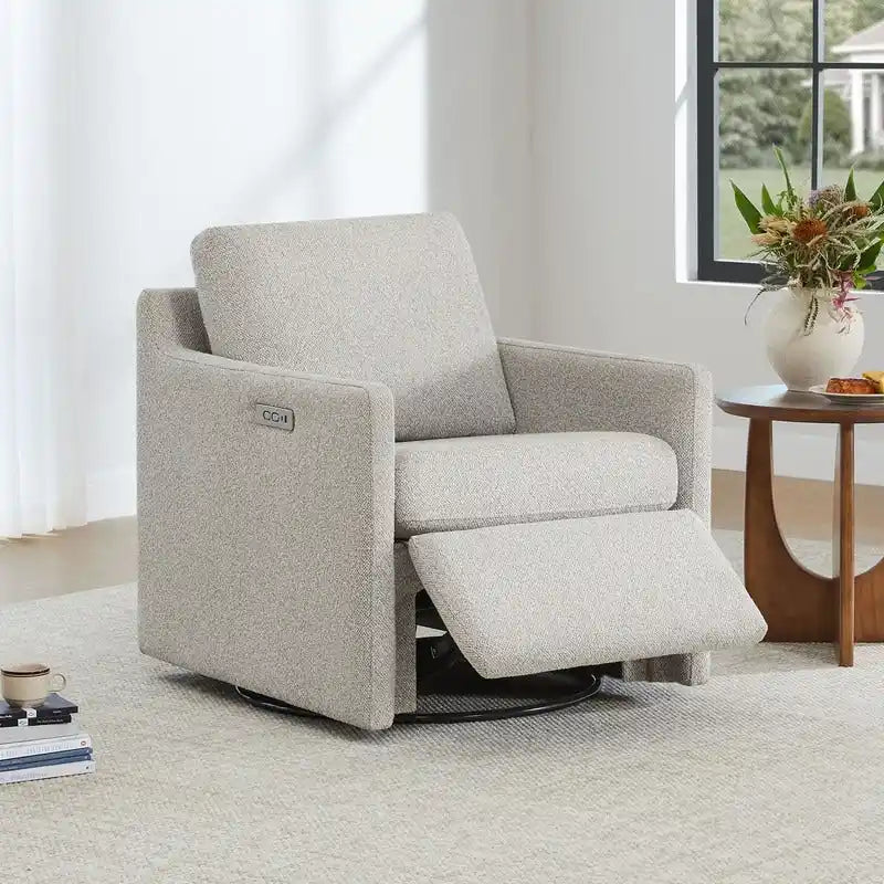 Fauteuil inclinable pivotant motorisé avec port de charge USB et repose-pieds réglable