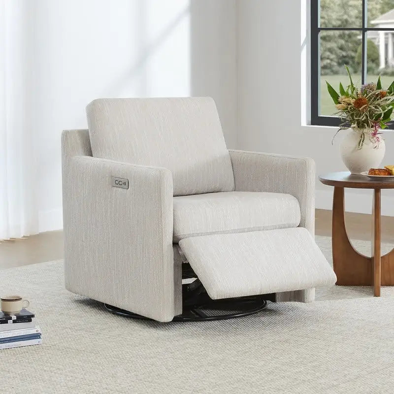 Fauteuil inclinable pivotant motorisé avec port de charge USB et repose-pieds réglable