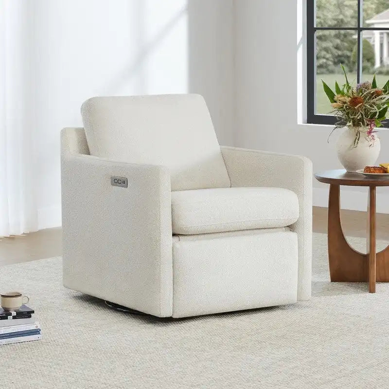 Fauteuil inclinable pivotant motorisé avec port de charge USB et repose-pieds réglable