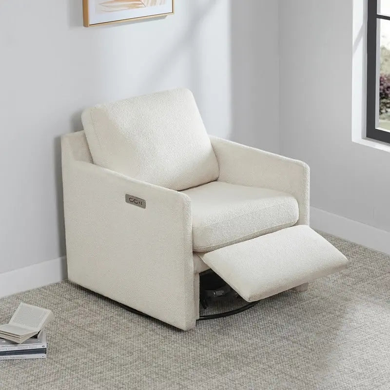 Fauteuil inclinable pivotant motorisé avec port de charge USB et repose-pieds réglable