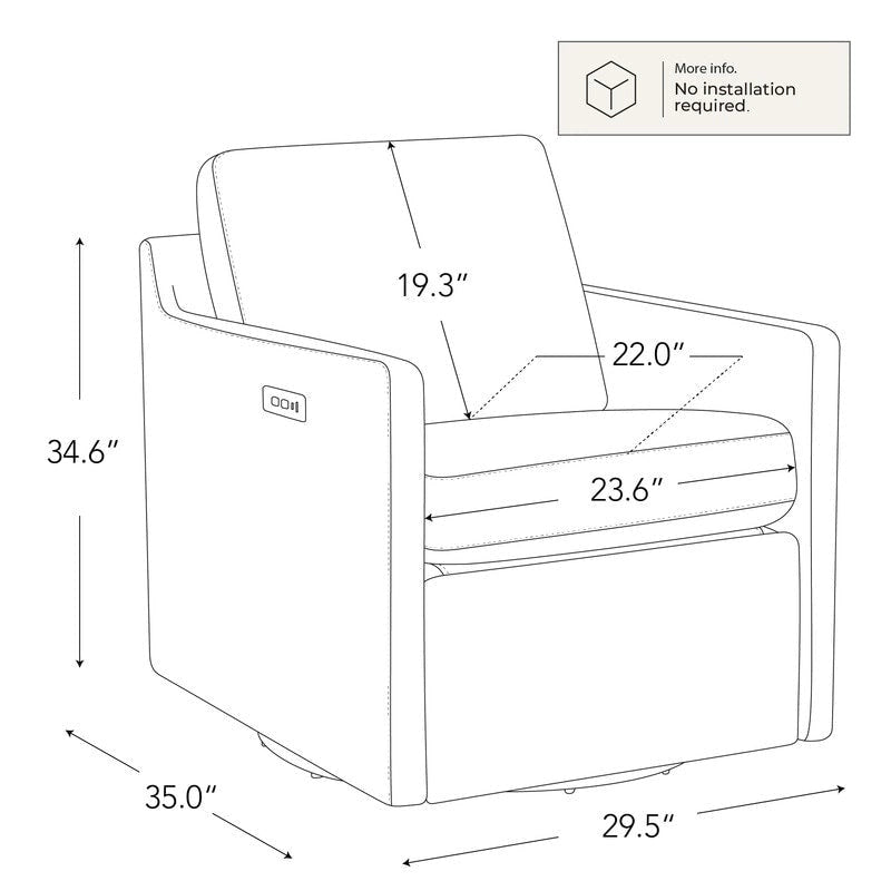 Fauteuil inclinable pivotant motorisé avec port de charge USB et repose-pieds réglable