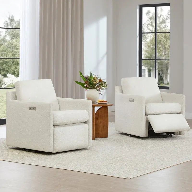 Fauteuil inclinable pivotant motorisé avec port de charge USB et repose-pieds réglable