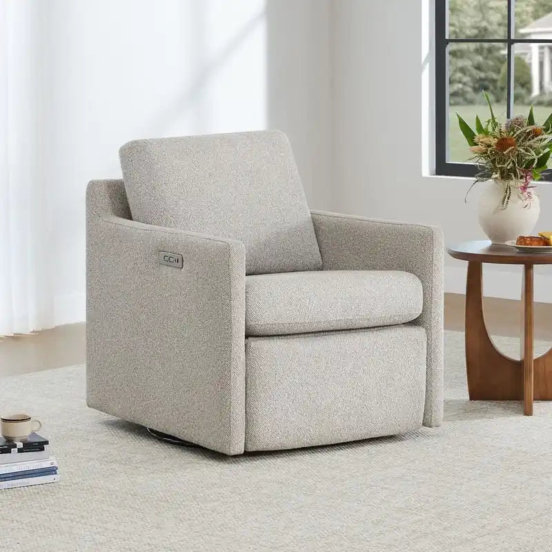 Fauteuil inclinable pivotant motorisé avec port de charge USB et repose-pieds réglable