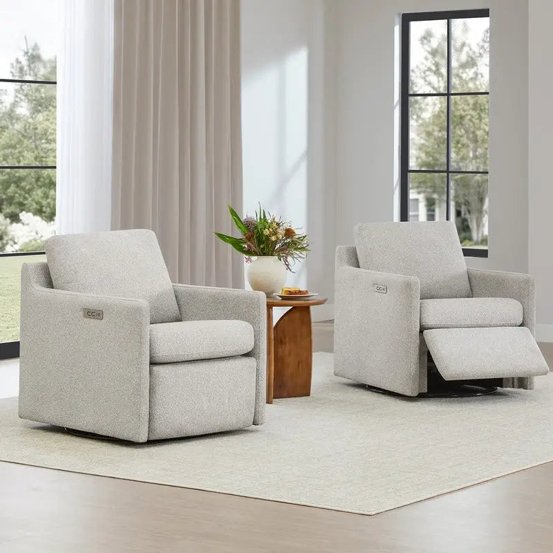 Fauteuil inclinable pivotant motorisé avec port de charge USB et repose-pieds réglable