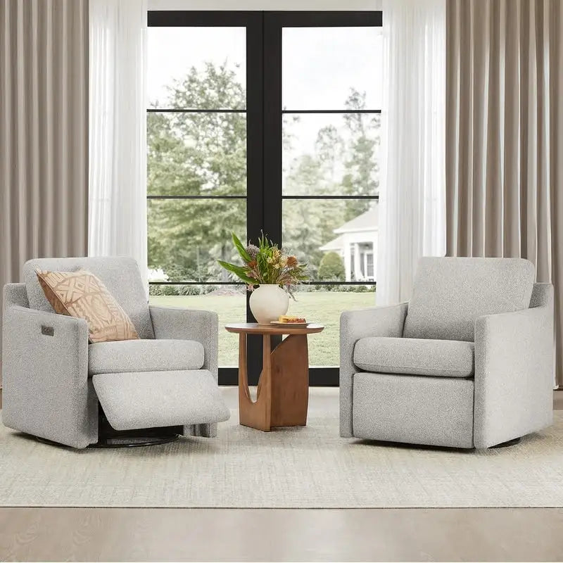 Fauteuil inclinable pivotant motorisé avec port de charge USB et repose-pieds réglable