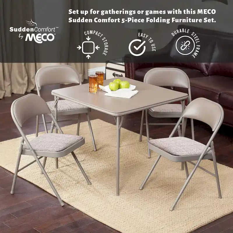 Ensemble table de cartes pliante et 4 chaises (5 pièces)