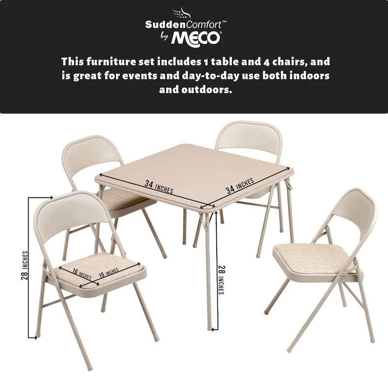 Ensemble table de cartes pliante et 4 chaises (5 pièces)