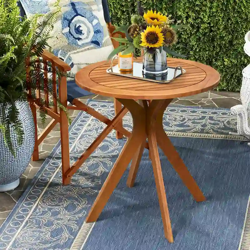 Table de bistro ronde d'extérieur en bois massif de 27 po