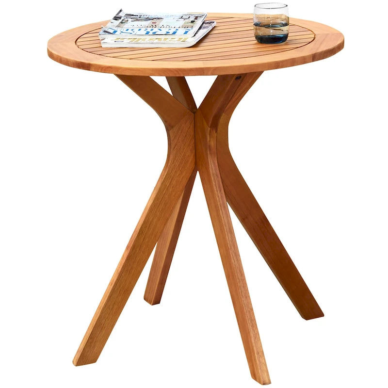 Table de bistro ronde d'extérieur en bois massif de 27 po