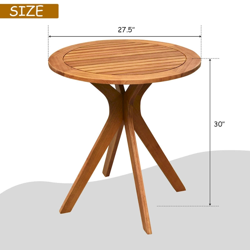 Table de bistro ronde d'extérieur en bois massif de 27 po