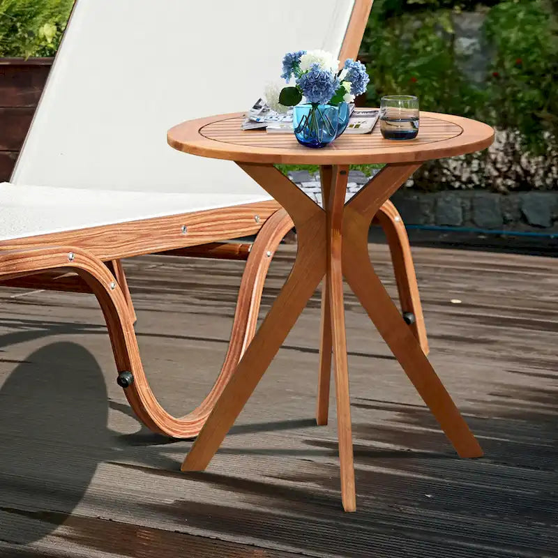 Table de bistro ronde d'extérieur en bois massif de 27 po