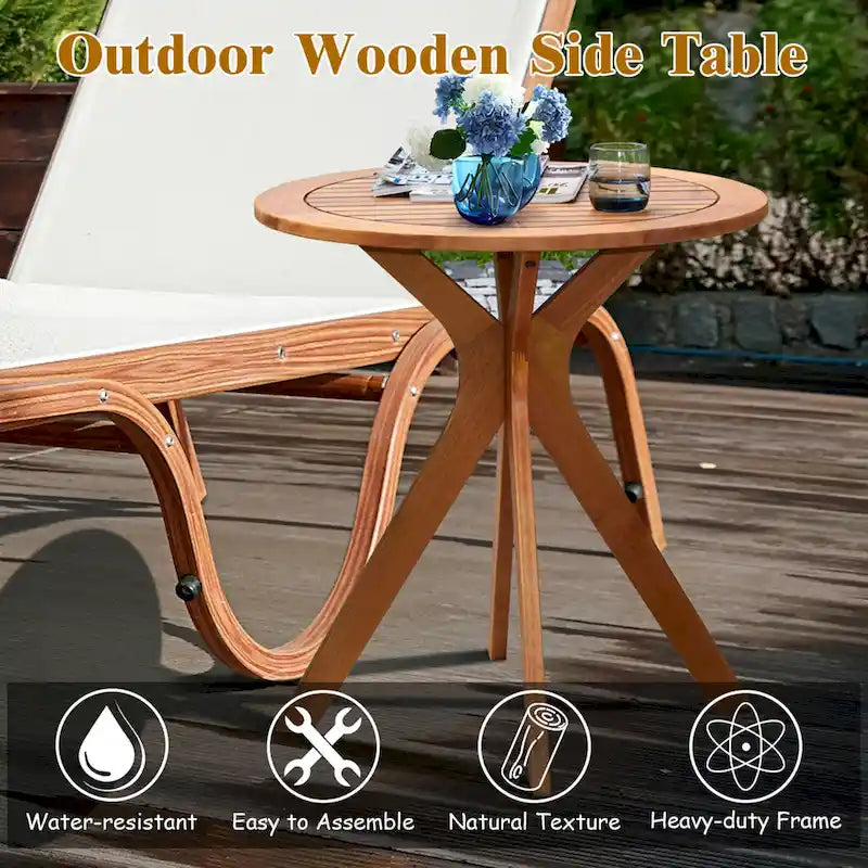 Table de bistro ronde d'extérieur en bois massif de 27 po