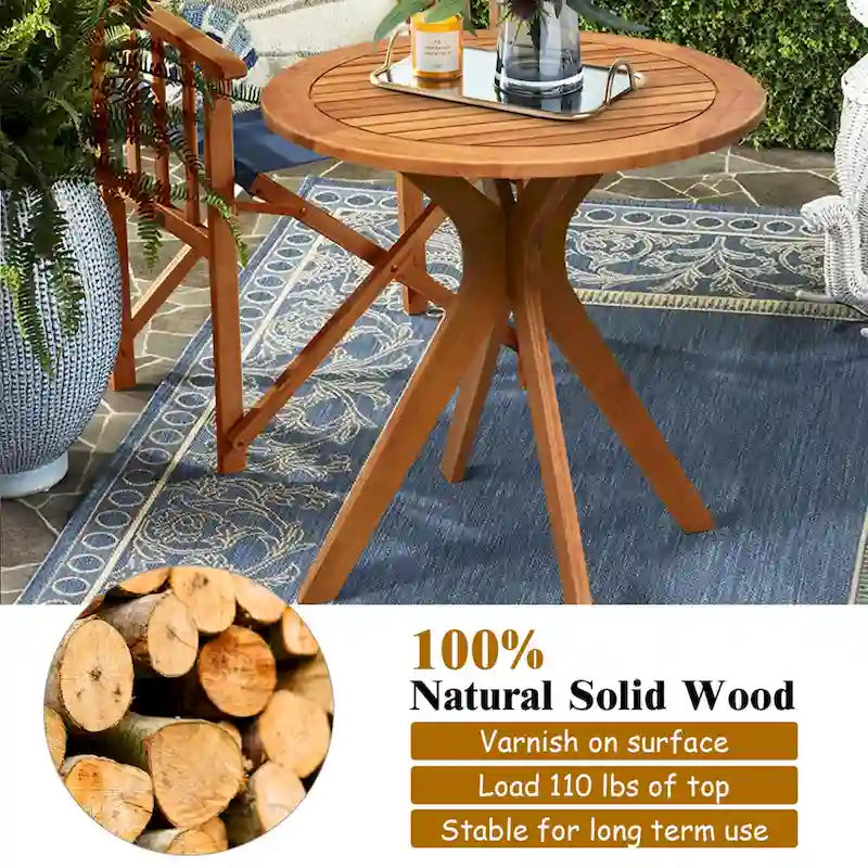 Table de bistro ronde d'extérieur en bois massif de 27 po