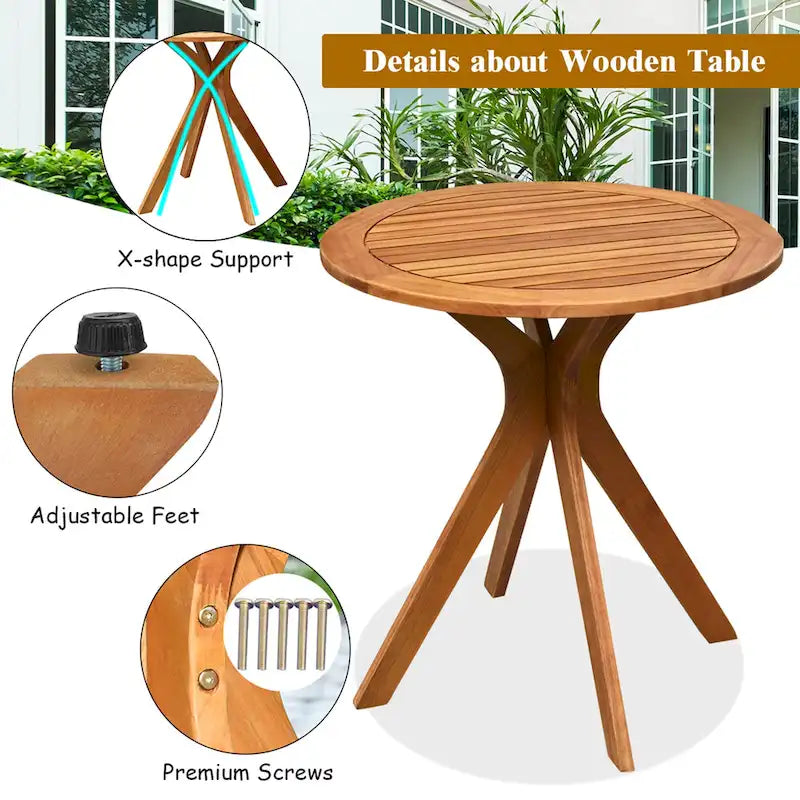 Table de bistro ronde d'extérieur en bois massif de 27 po