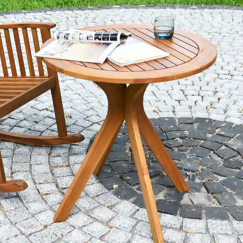 Table de bistro ronde d'extérieur en bois massif de 27 po