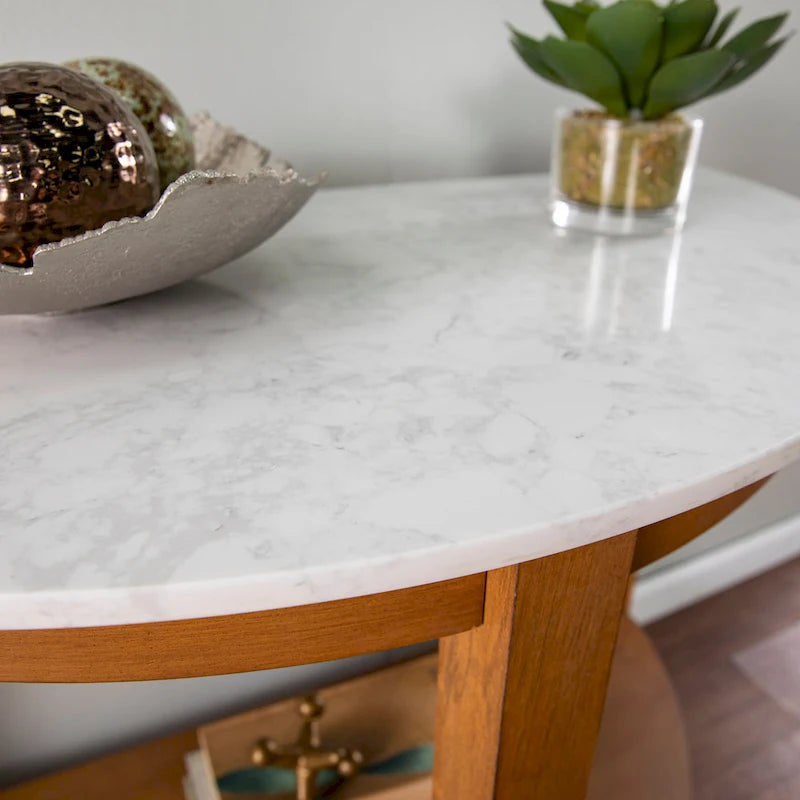 Console à deux niveaux avec plateau en faux marbre