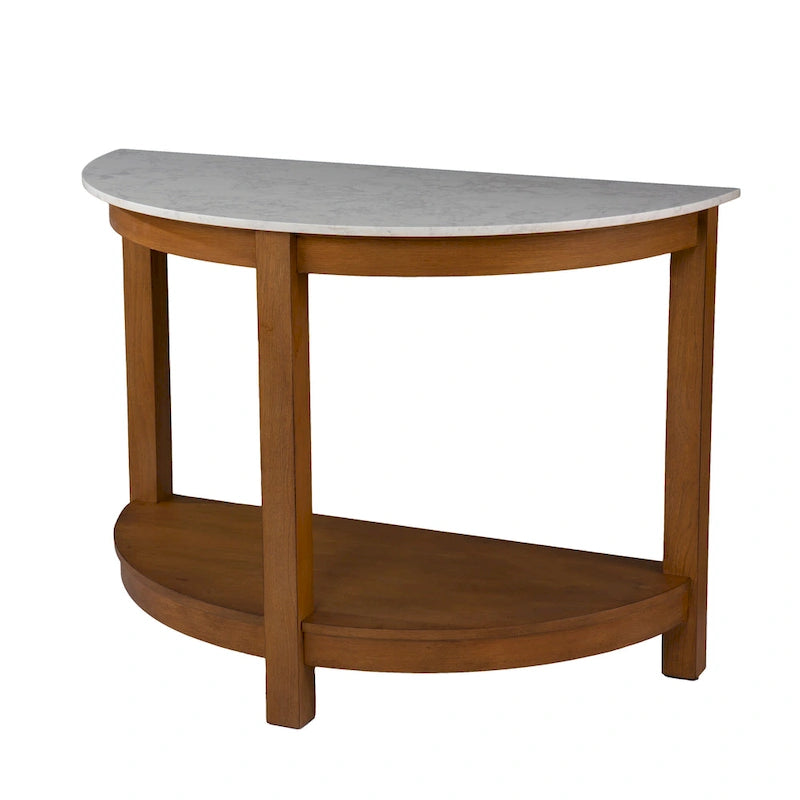 Console à deux niveaux avec plateau en faux marbre