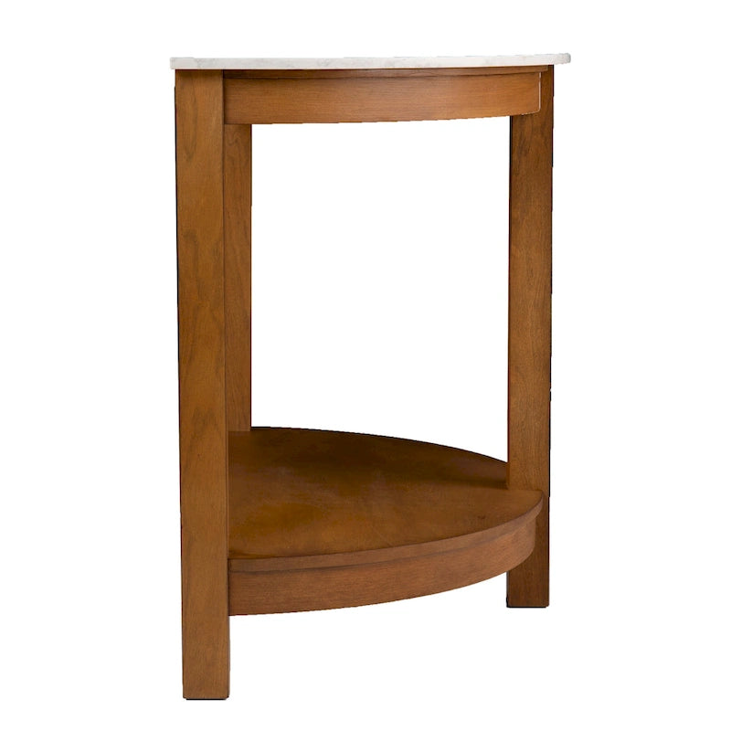 Console à deux niveaux avec plateau en faux marbre