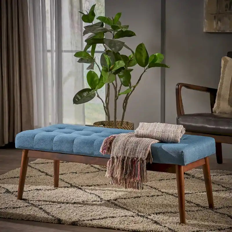 Banc ottoman en tissu capitonné