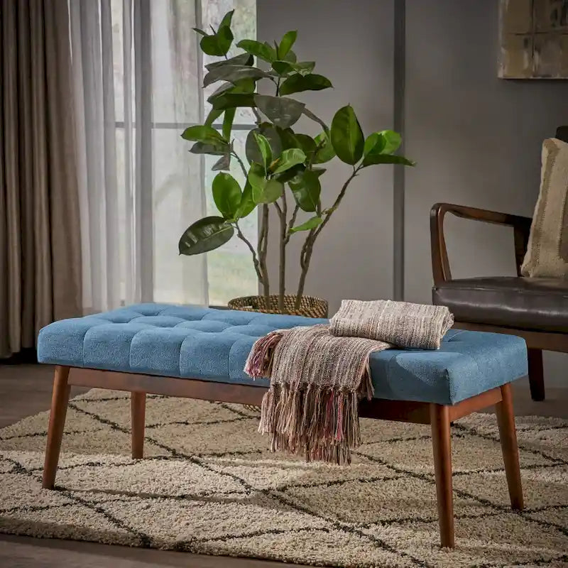 Banc ottoman en tissu capitonné