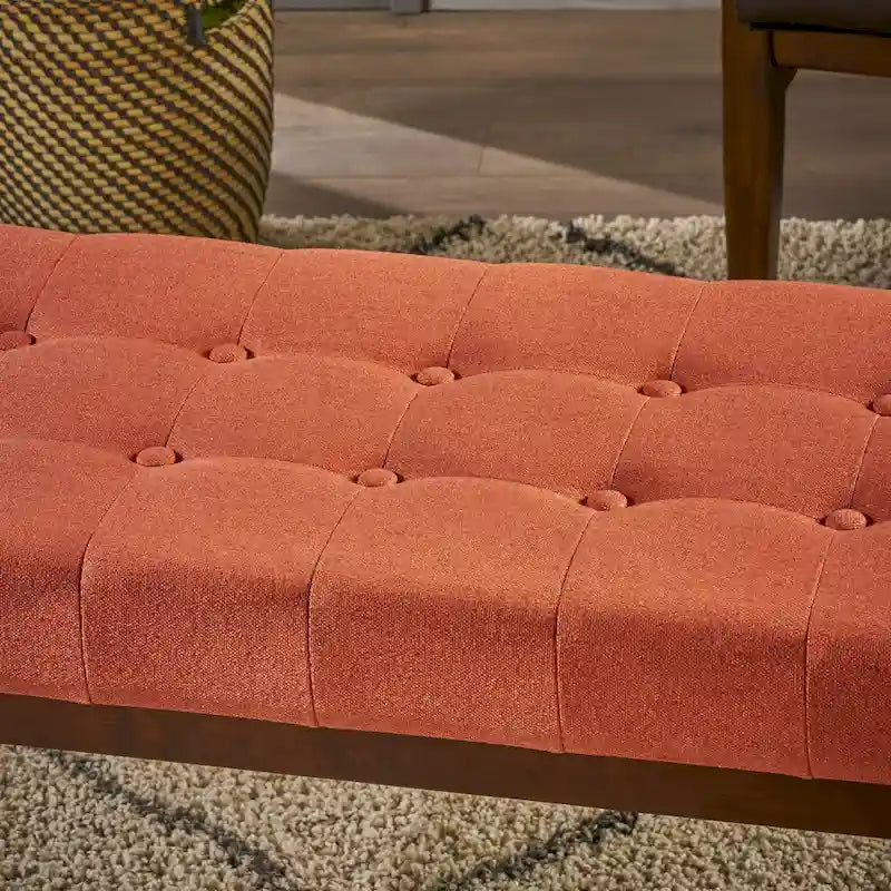 Banc ottoman en tissu capitonné