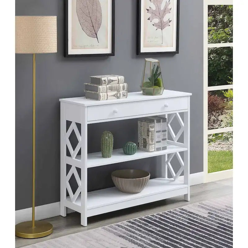 Console Table Diamant 1 Tiroir avec Étagères