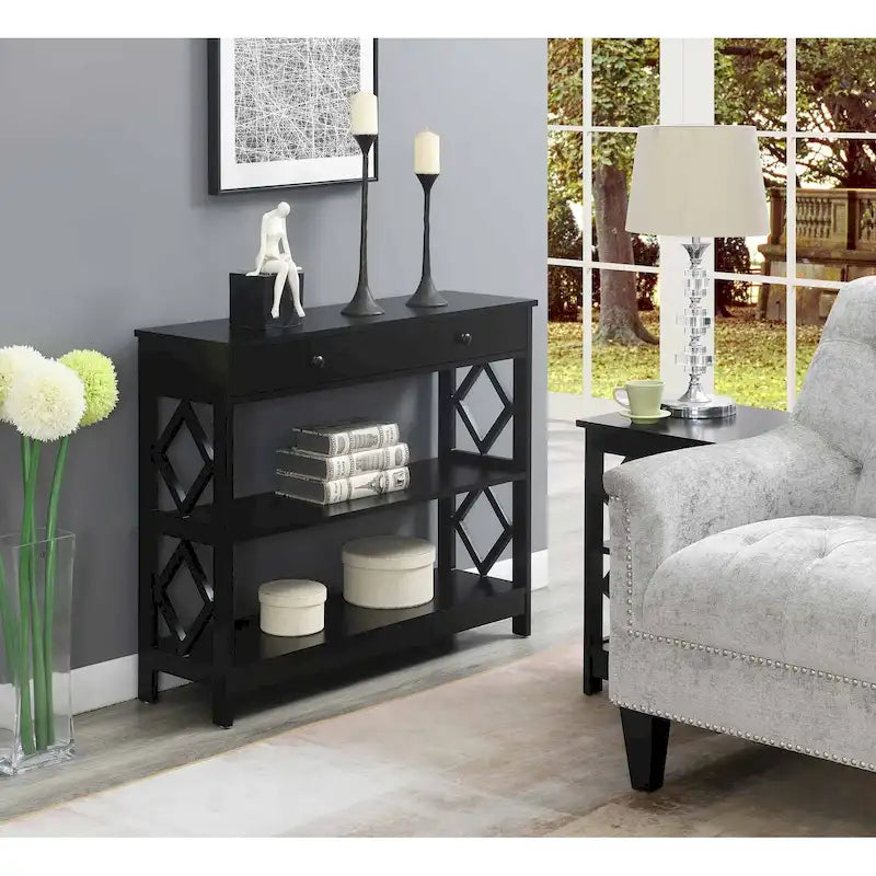 Console Table Diamant 1 Tiroir avec Étagères