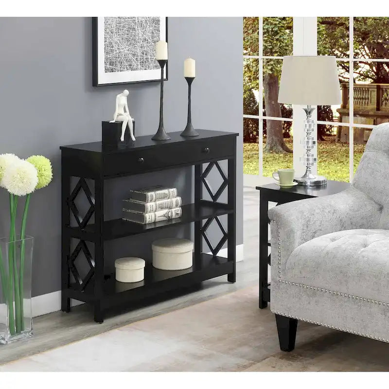 Console Table Diamant 1 Tiroir avec Étagères