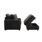 Chaise longue en flanelle de coton avec pouf de rangement