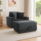 Chaise longue en flanelle de coton avec pouf de rangement