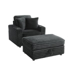 Chaise longue en flanelle de coton avec pouf de rangement