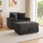 Chaise longue en flanelle de coton avec pouf de rangement