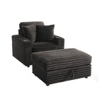 Chaise longue en flanelle de coton avec pouf de rangement