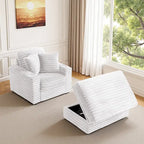Chaise longue en flanelle de coton avec pouf de rangement