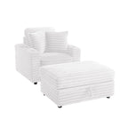 Chaise longue en flanelle de coton avec pouf de rangement