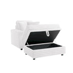 Chaise longue en flanelle de coton avec pouf de rangement