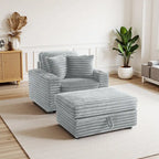 Chaise longue en flanelle de coton avec pouf de rangement