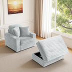 Chaise longue en flanelle de coton avec pouf de rangement