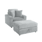 Chaise longue en flanelle de coton avec pouf de rangement