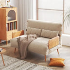 JASIWAY 43.3 Upholstered Loveseat Sofa Bed, Beige