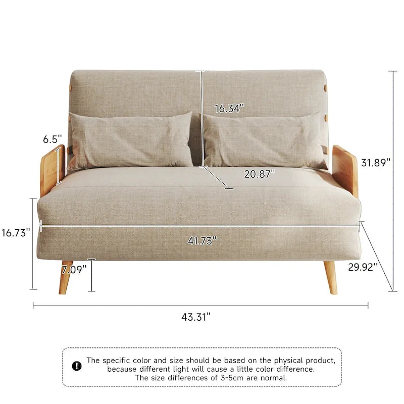 Canapé-lit rembourré de 110 cm avec dossier réglable