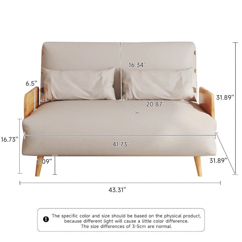 Canapé-lit rembourré de 110 cm avec dossier réglable
