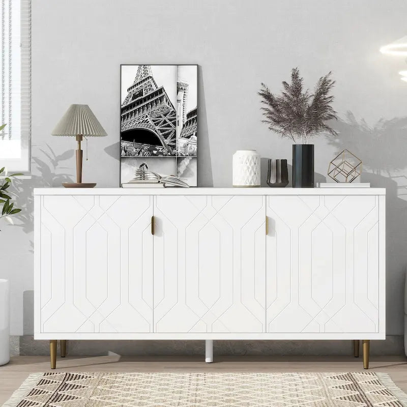 Meuble TV avec placard de rangement, compatible avec les téléviseurs jusqu'à 70 pouces
