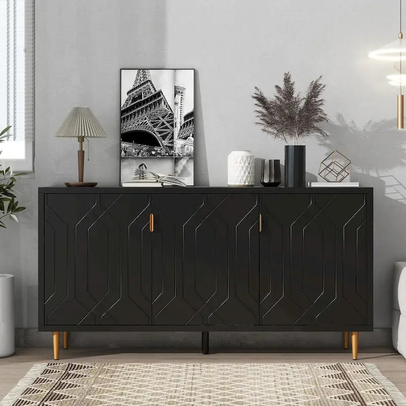 Meuble TV avec placard de rangement, compatible avec les téléviseurs jusqu'à 70 pouces
