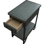 Table d'appoint rustique en bois de 20 pouces avec 1 étagère et 1 tiroir