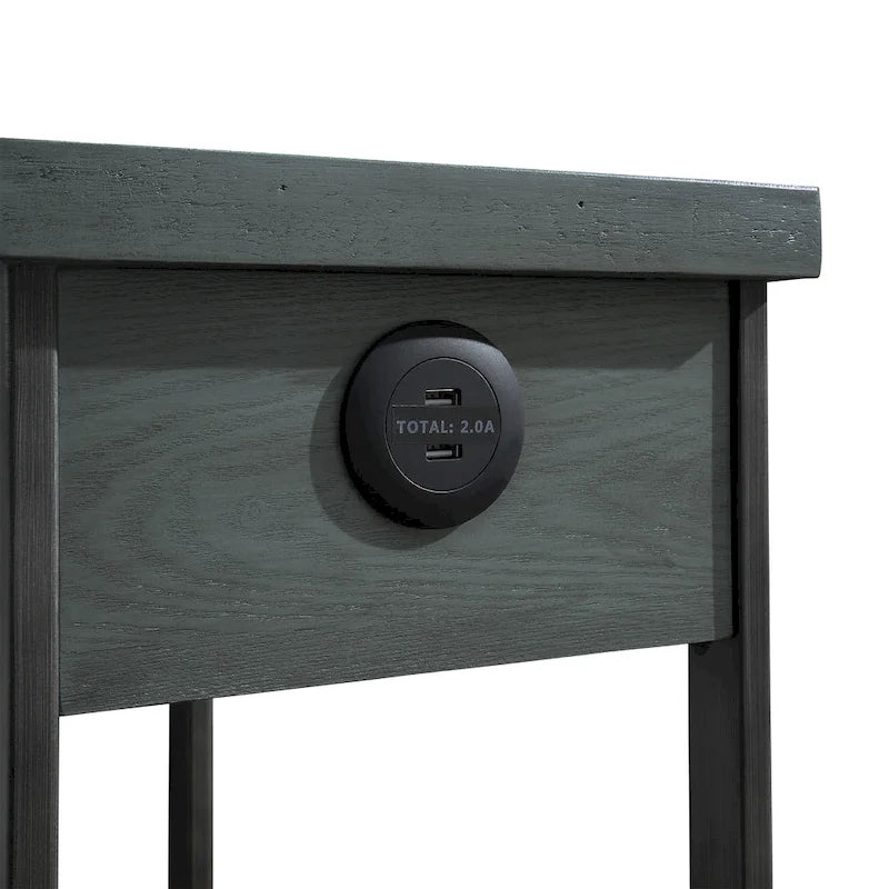 Table d'appoint rustique en bois de 20 pouces avec 1 étagère et 1 tiroir